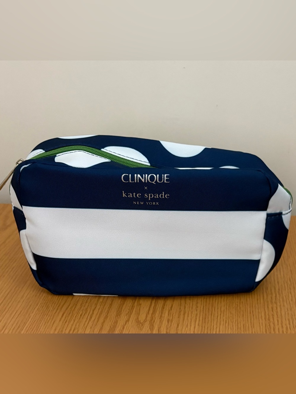 Clinique x Kate Spade Navy & White Striped Cosmetic Pouch